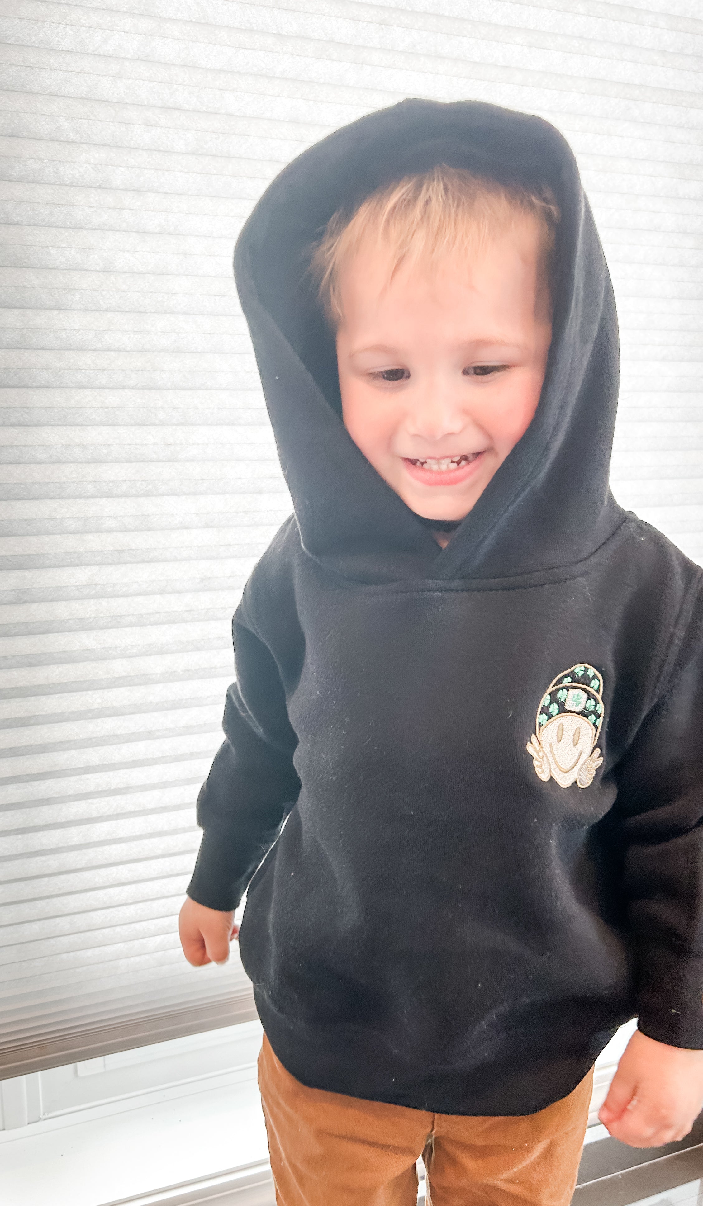 St. Patrick's Day - Embroidered Toddler sweatshirt - Smiley w/ St. Patty's Day Beanie