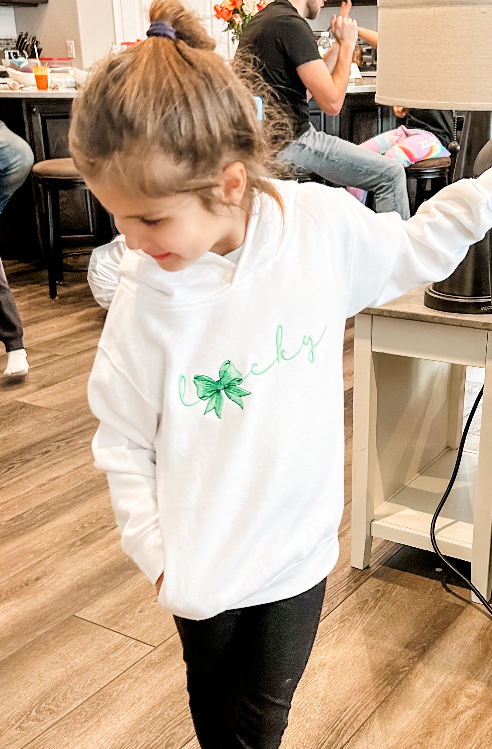 St. Patrick's Day - Embroidered Toddler sweatshirt - Lucky w/ Bow