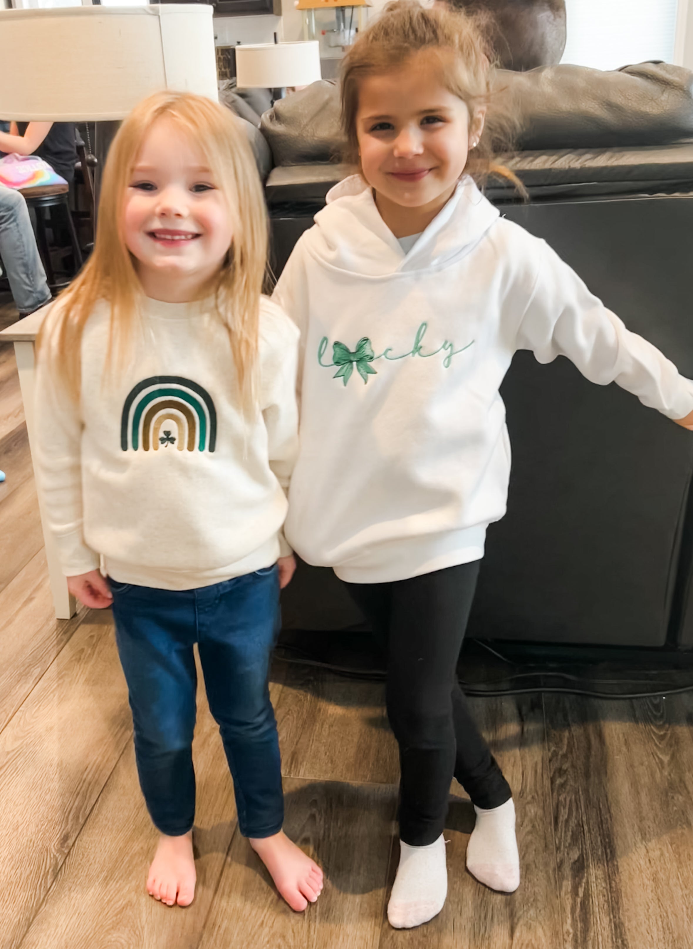 St. Patrick's Day - Embroidered Toddler sweatshirt - Boho Rainbow w/ Clover