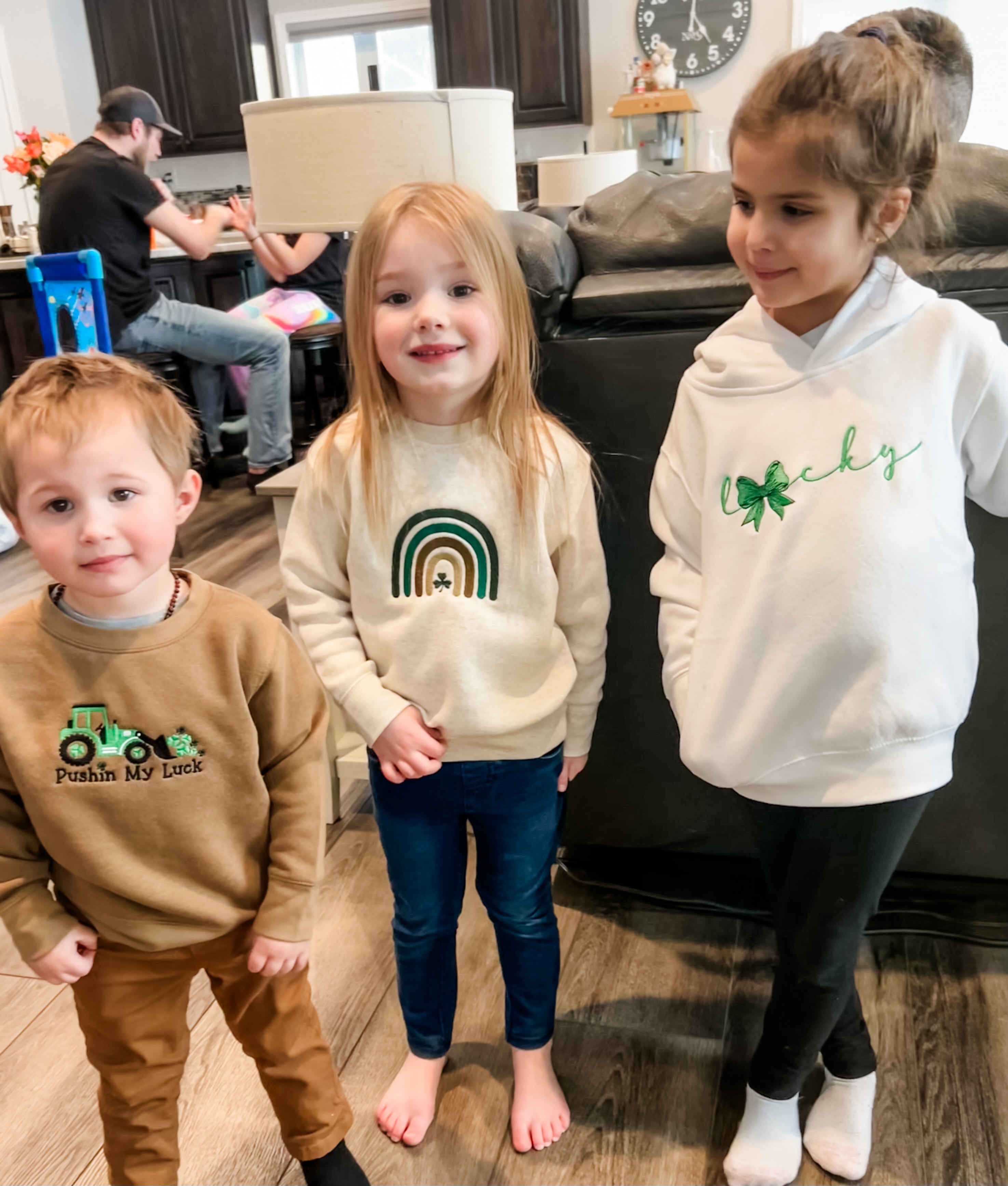 St. Patrick's Day - Embroidered Toddler Sweatshirt - Pushin My Luck Tractor