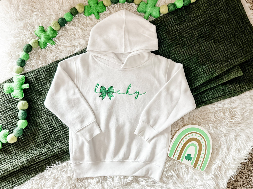 St. Patrick's Day - Embroidered Toddler sweatshirt - Lucky w/ Bow