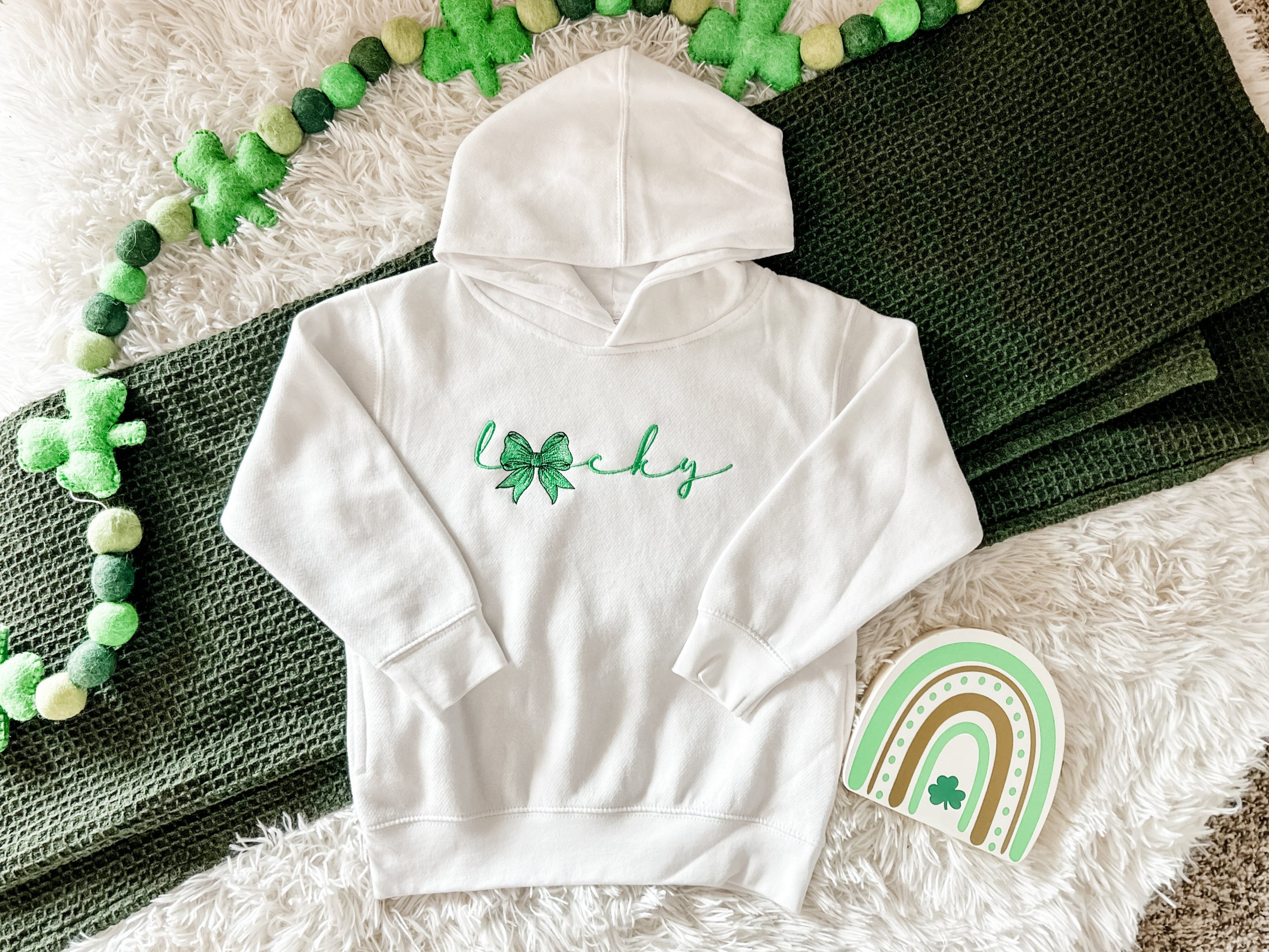 St. Patrick's Day - Embroidered Toddler sweatshirt - Lucky w/ Bow