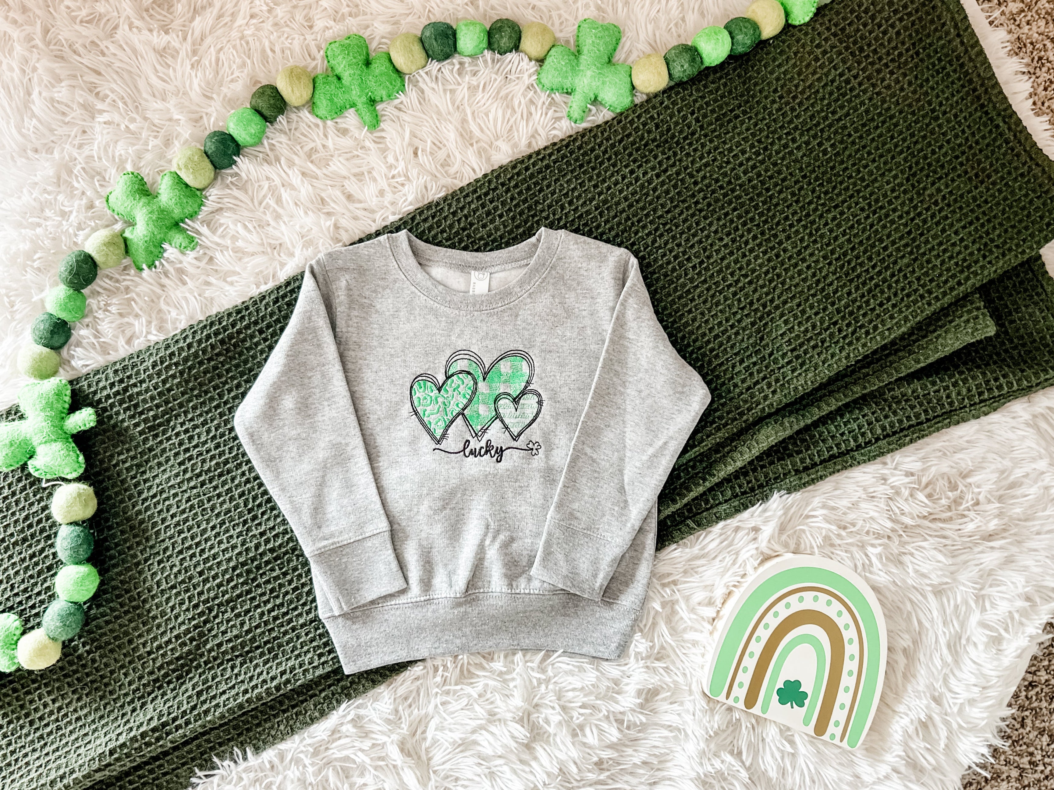St. Patrick's Day - Embroidered Toddler sweatshirt - Hearts for St. Patty's Day