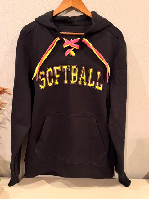 Softball Applique -Hockey String Hoodie