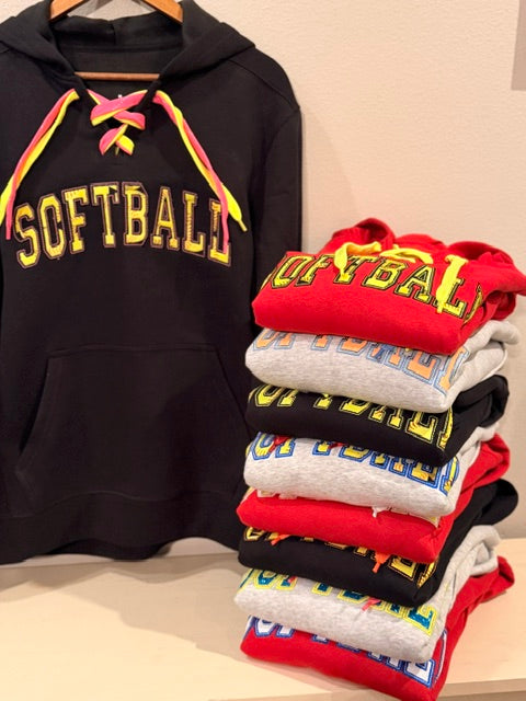 Softball Applique -Hockey String Hoodie