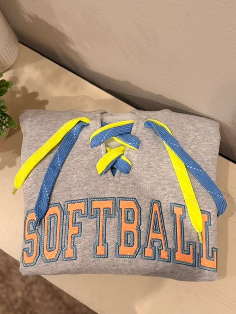 Softball Applique -Hockey String Hoodie