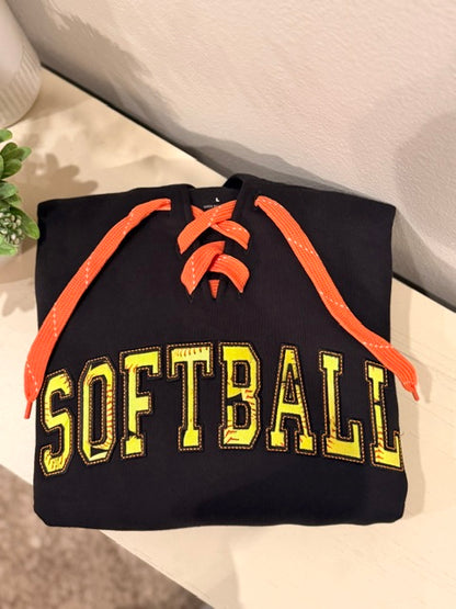 Softball Applique -Hockey String Hoodie